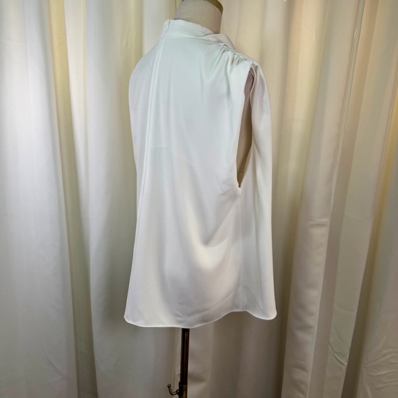 NWT Zara Pleated Shoulder Draped Cowl Neck Sleeveless Blouse in White Size XL - Picture 13 of 16